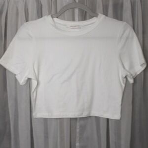 Sz (M) White Two-Piece Flowy Wide- Leg Pant Set with Cropped Top NWOT by WIN WIN